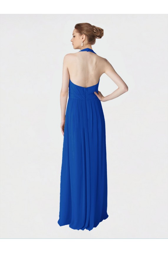 Discount Long Full Length Chiffon Halter Bridesmaid Dress