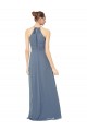 Discount Spaghetti Strap Long Chiffon Halter A-Line Bridesmaid Dress