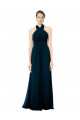 Discount Keyhole Back Long Chiffon Halter Dress with Halter Straps Cross Neck