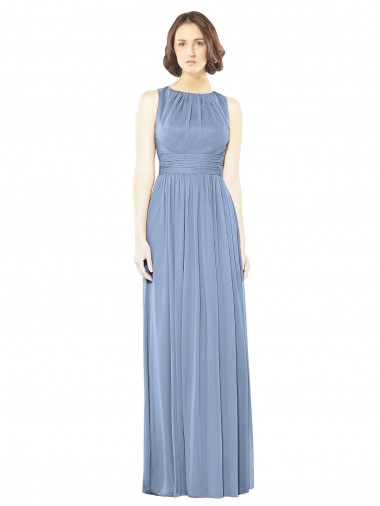 Discount Open Keyhole Back Bateau Neck Chiffon Bridesmaid Dress