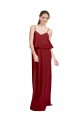 Discount Long Chiffon Bridesmaid Dress with Slim Straps and Open Back