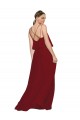 Discount Long Chiffon Bridesmaid Dress with Slim Straps and Open Back
