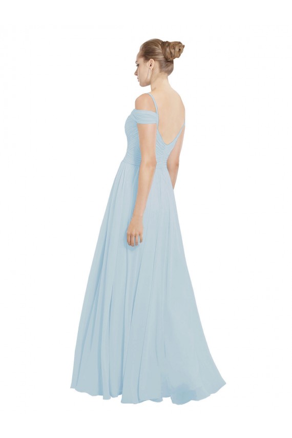 Discount Chiffon Bridesmaids Dress with Off the Shoulder Draped Neckline