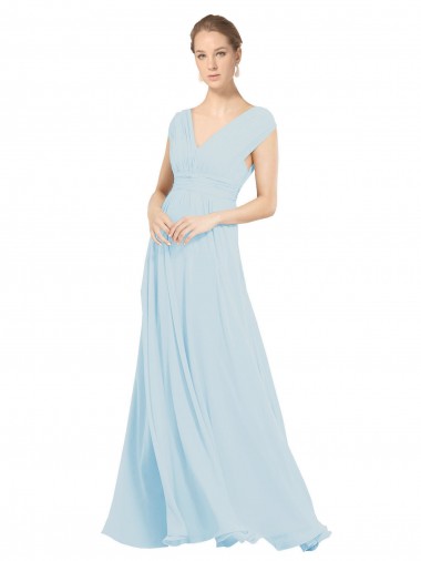 Discount Chiffon Bridsmaids Dress with V-Neckline and Tie V Back