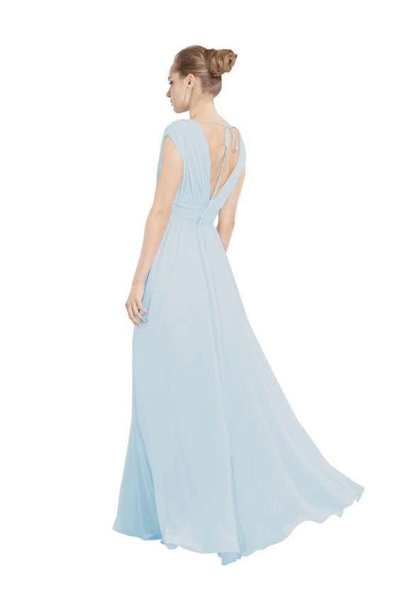 Discount Chiffon Bridsmaids Dress with V-Neckline and Tie V Back