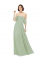Discount Boho Chic Chiffon Bridesmaids Dress with Off the Shoulder Neckline