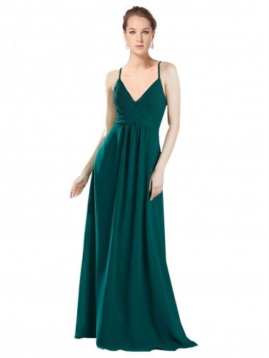 Discount Sexy Chiffon Bridesmaid Dress with Deep V-Neckline