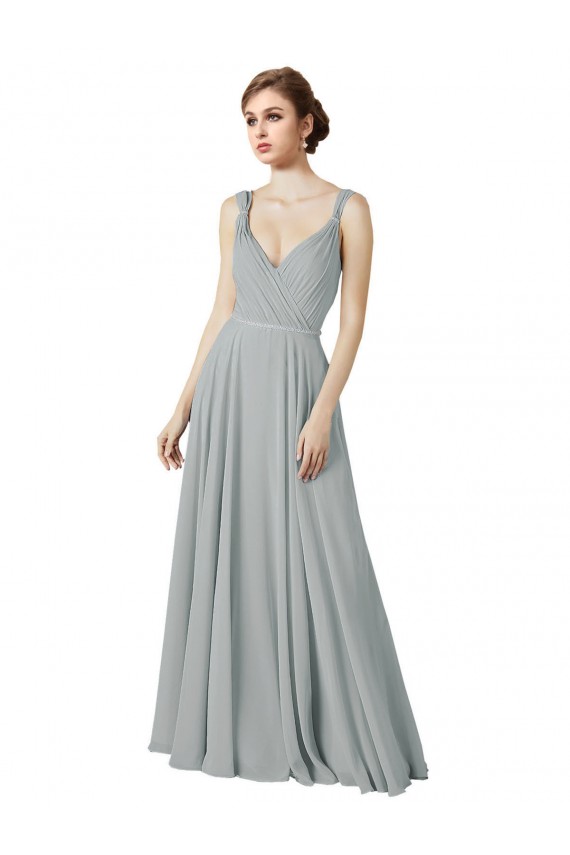 Discount Figure Flattering Chiffon Bridesmaid Dress with Beaded Detail