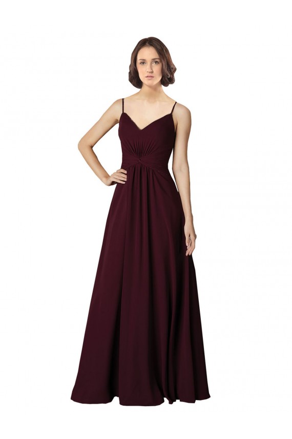 Discount V-Neck Chiffon Bridesmaid Dress with Twist Front Bodice