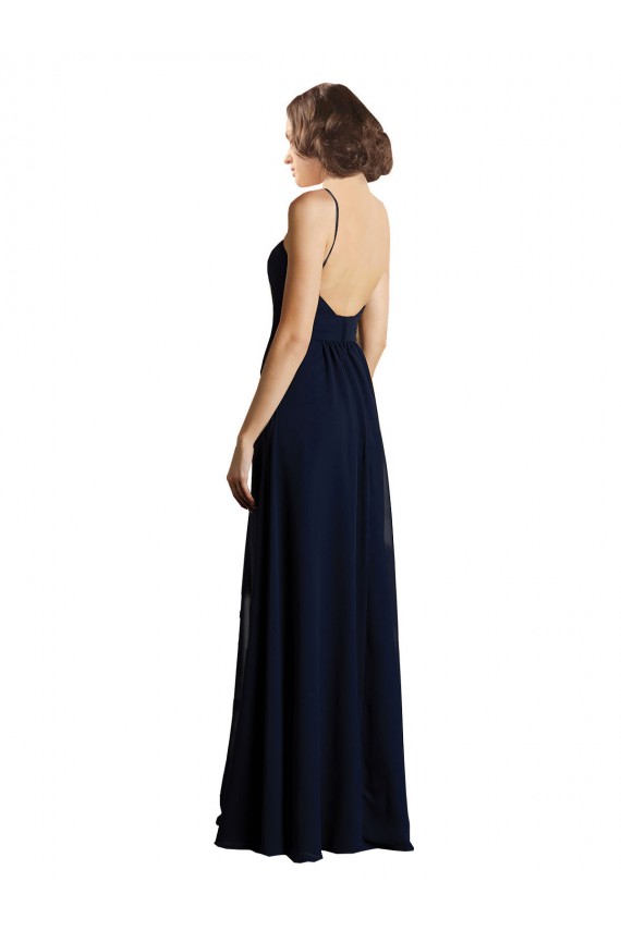 Discount Simple Chiffon Bridesmaid Dress with Deep V-Neckline