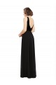Discount Stretch Velvet and Chiffon Bridesmaids Dress with V-Neckline