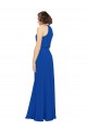 Discount Long Jewel Neckline Chiffon Bridesmaids Dress wit Chiffon Tie Sash