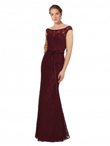 Discount Lace Bridesmaids Dress with Matching Satin Tie Sash