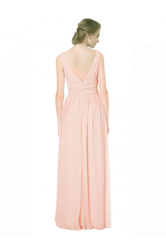 Discount Full Length Chiffon Bridesmaid Dress with V-Front and Back