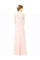 Discount Long Chiffon Sleeveless Bridesmaid Dress with Sheer Illusion Top and V-Back