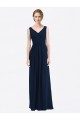 Discount Long Chiffon V-Neck Sleeveless Bridesmaid Dress with Criss-Cross Pleated Bodice