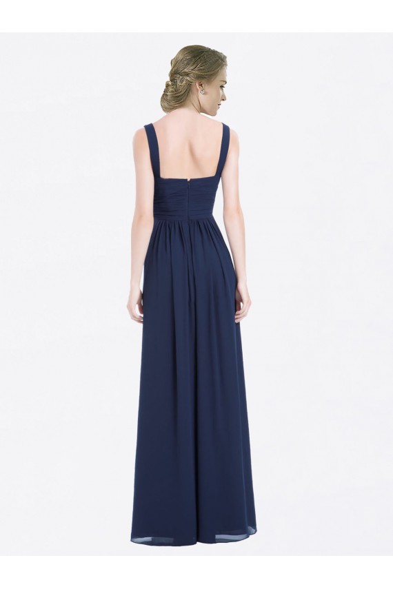 Discount Long Chiffon V-Neck Sleeveless Bridesmaid Dress with Criss-Cross Pleated Bodice