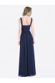 Discount Long Chiffon V-Neck Sleeveless Bridesmaid Dress with Criss-Cross Pleated Bodice