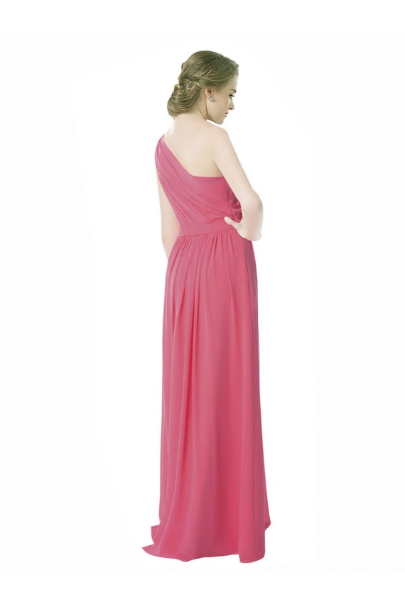 Discount One Shoulder Chiffon Bridesmaid Dress with Asymmetrical Ruched Bodice
