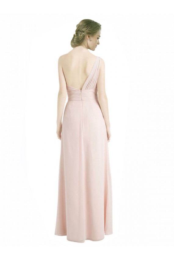 Discount Full Length Chiffon Bridesmaid Dress with One Wide Shoulder Strap