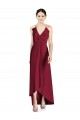 Discount Draped V-Neck High Low Chiffon Bridesmaid Dress