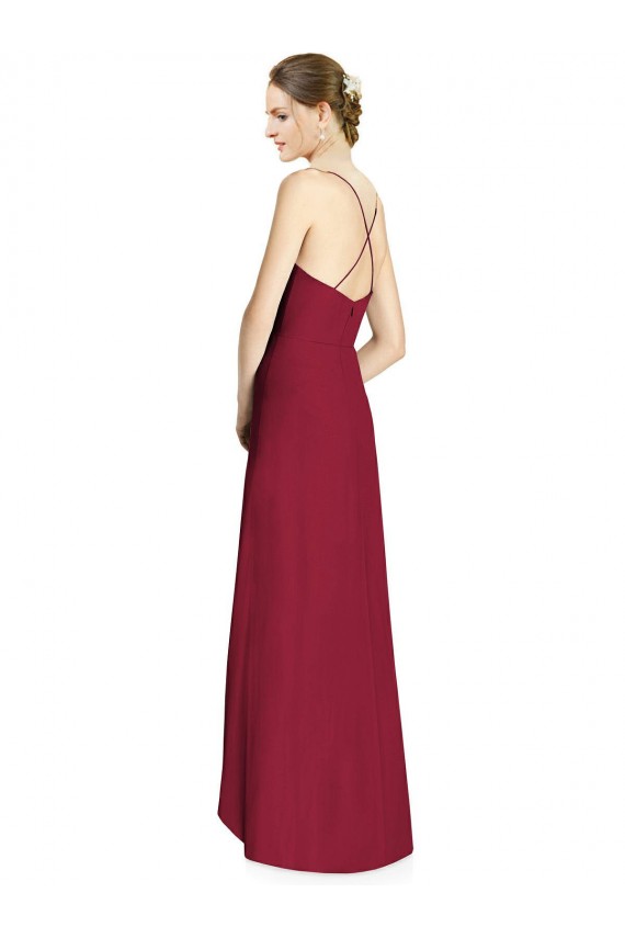 Discount Draped V-Neck High Low Chiffon Bridesmaid Dress