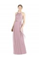Discount Shirred Halter Neck Long Chiffon Bridesmaid Dress