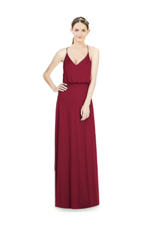 Discount Full Length V-Neck A-Line Chiffon Boho Bridesmaid Dress