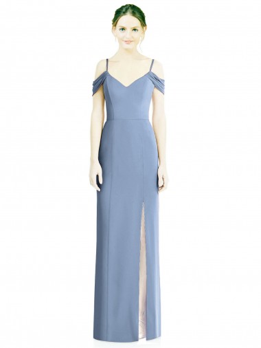 Discount Draped Cold Shoulder Sweetheart Long Chiffon Formal Bridesmaid Dress