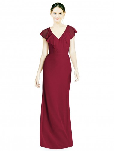 Discount V-Neck V-Back Long Chiffon Bridesmaid Dress