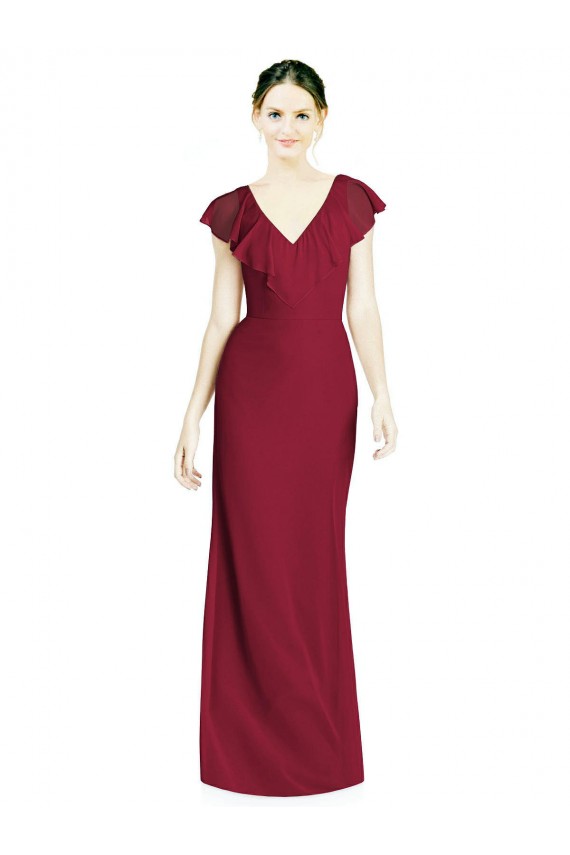 Discount V-Neck V-Back Long Chiffon Bridesmaid Dress