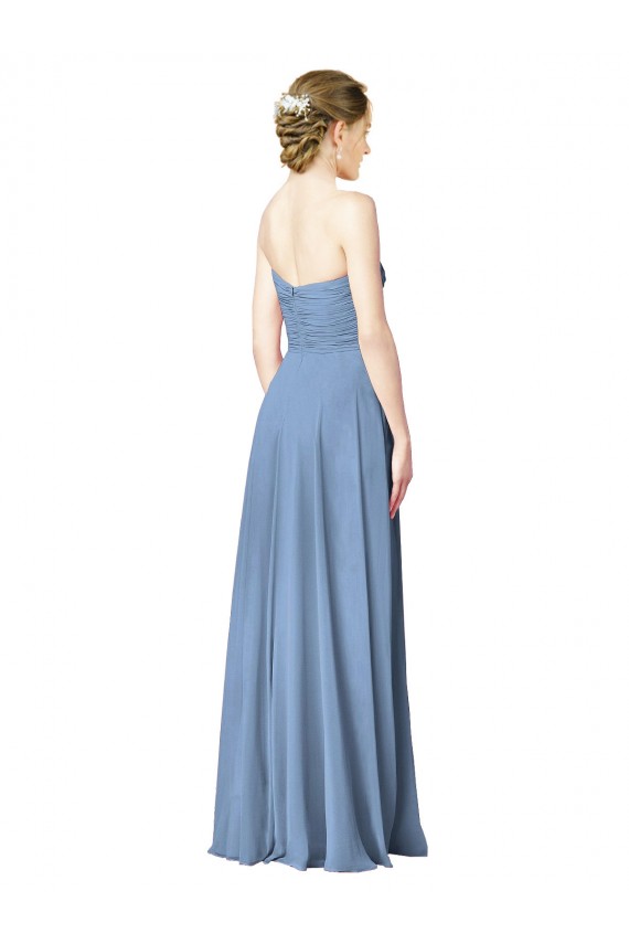 Discount Draped Strapless Sweetheart Full Length Chiffon Bridesmaid Dress
