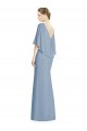 Discount V-Back Trumpet Chiffon Bridesmaid Dress with Draped Cape Overlay