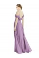 Discount Off the Shoulder Open Cowl-Back Maxi Bridesmaid Dress