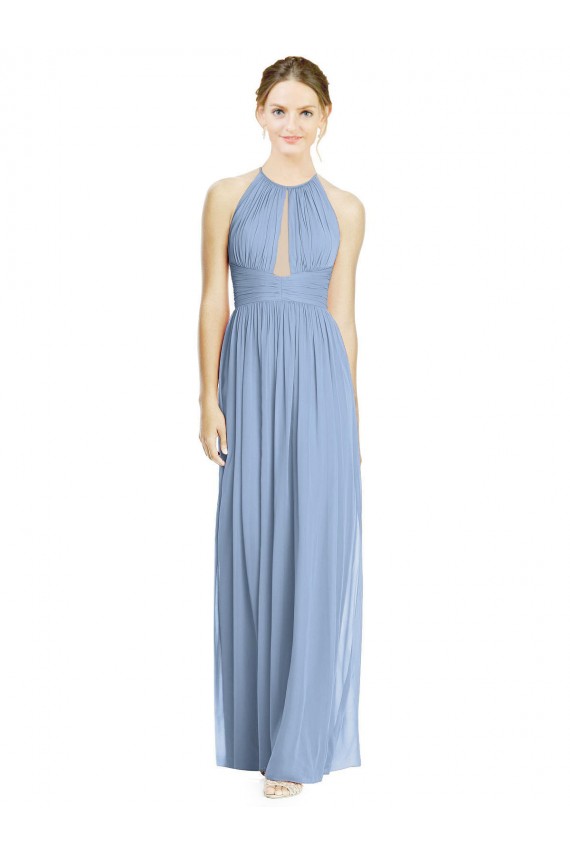 Discount Open Back Long Chiffon Halter Bridesmaid Dress