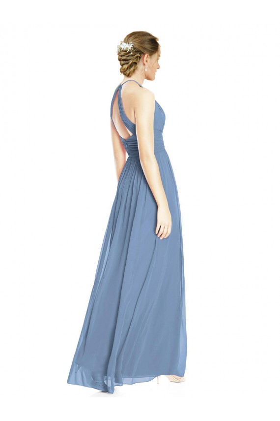 Discount Open Back Long Chiffon Halter Bridesmaid Dress
