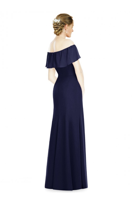 Discount Off the Shoulder Full-Length Trumpet Chiffon Bridesmaid Dress