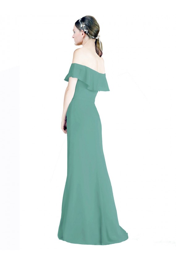 Discount Off the Shoulder Bohemian Chiffon Bridesmaid Dress