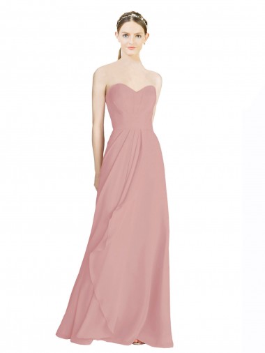 Discount Daped A-Line Chiffon Bridesmaid Dress with Pleated Sweetheart Bodice