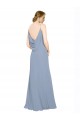 Discount Cowl Back Long Chiffon Slip Bridesmaid Dress with Straps