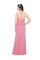 Discount Ruffle Halter Neck A-Line Chiffon Bridesmaid Dress with Open Back