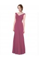 Discount V-Neckline Long Chiffon Bridesmaid Dress with Wide V-Back