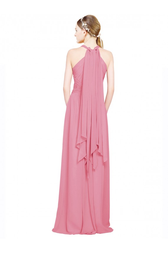 Discount Halter Neck Keyhole A-Line Chiffon Bridesmaid Dress