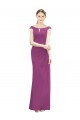 Discount Full Length Long Chiffon Bridesmaid Dress with Boat Neck
