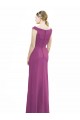 Discount Full Length Long Chiffon Bridesmaid Dress with Boat Neck