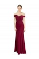 Discount Off the Shoulder Long Chiffon Bridesmaid Dress / Prom Dress with Pleats