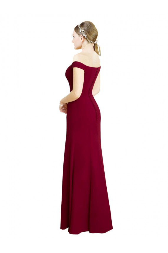 Discount Off the Shoulder Long Chiffon Bridesmaid Dress / Prom Dress with Pleats