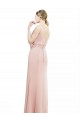 Discount Full Length Long Chiffon Bridesmaid Dress with Pleated Lace Waist