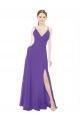 Discount Long Chiffon A-Line Bridesmaid Dress with Deep V-Neckline and Side Slit