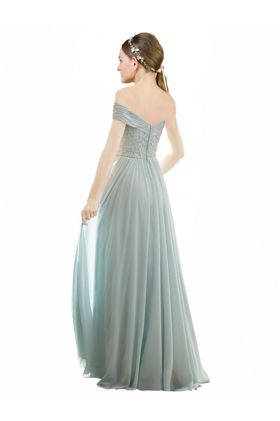 Discount Romantic Bridesmaid Dress with Embroidered Off the Shoulder Bodice